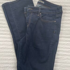Lands' End Women's Mid Rise Dark Wash Demi Boot Cut Jean Size 8